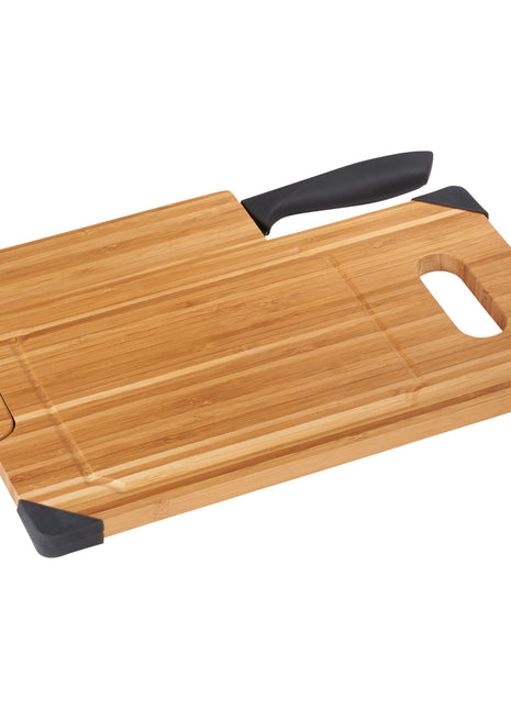 Bamboo Cutting Board with Knife - Natural | PromoEO