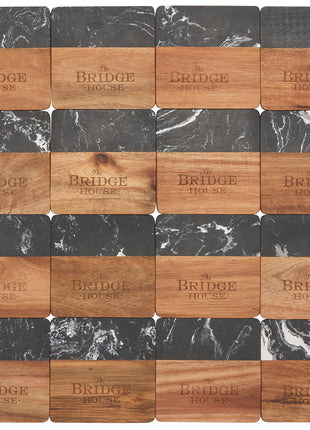 Black Marble and Wood Coaster Set - Black | PromoEO