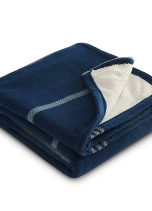 Plaid Fleece Sherpa Blanket - Blue | PromoEO