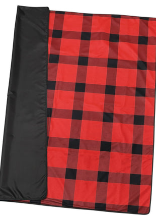 Buffalo Plaid Fleece Picnic Blanket - Red | PromoEO