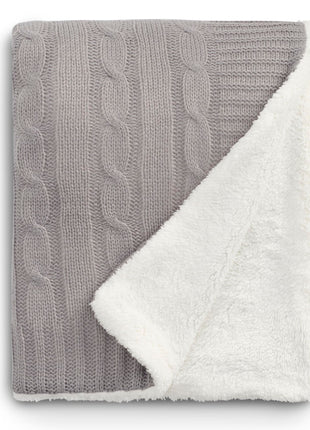 Field & Co.® Cable Knit Sherpa Blanket - Gray | Field & Co.