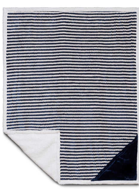 Field & Co.® Chevron Striped Sherpa Blanket - Navy | Field & Co.