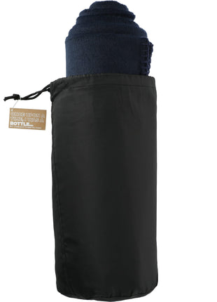 100% Recycled PET Fleece Blanket with RPET Pouch - Navy | PromoEO