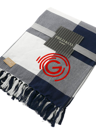 Field & Co. 100% Organic Cotton Check Throw Blanke - Navy | Field & Co.