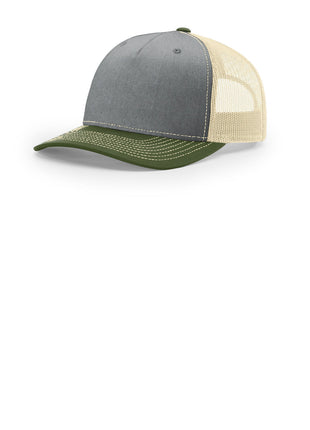 Richardson Five-Panel Trucker 112FP - Heather Grey/ Birch/ Army Olive | Richardson