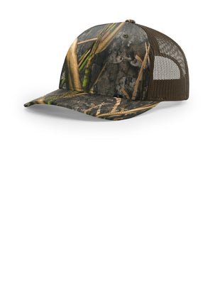 Richardson Printed Five-Panel Trucker 112PFP - Mossy Oak Habitat/ Brown | Richardson