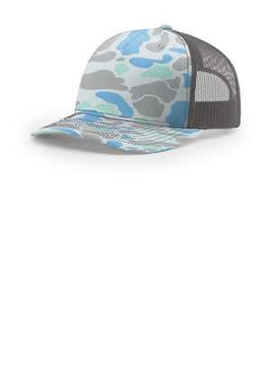 Richardson Printed Five-Panel Trucker 112PFP - Saltwater Duck Camo/ Charcoal | Richardson