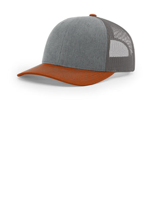 Richardson Trucker Cap 112 - Heather Grey/ Charcoal/ Dark Orange | Richardson