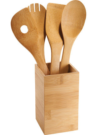 Bamboo 4-piece Kitchen Tool Set and Canister