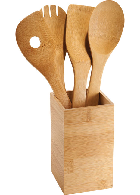 Bamboo 4-piece Kitchen Tool Set and Canister