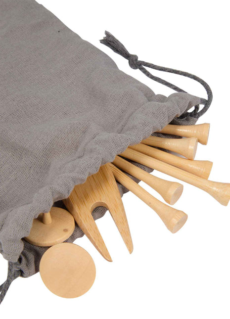 Bamboo Golf Tee Set with Recycled Pouch