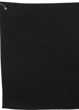 15" x 18" Recycled 200g Microfiber Waffle Towel - Black | PromoEO