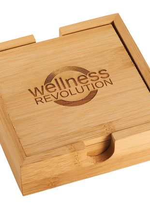 Bamboo Coaster Set - Natural | PromoEO