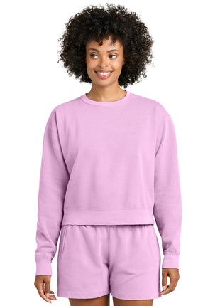 Comfort Colors® Women's Mid-Length Crewneck Sweatshirt 1566L - Rose Quartz | Comfort Colors
