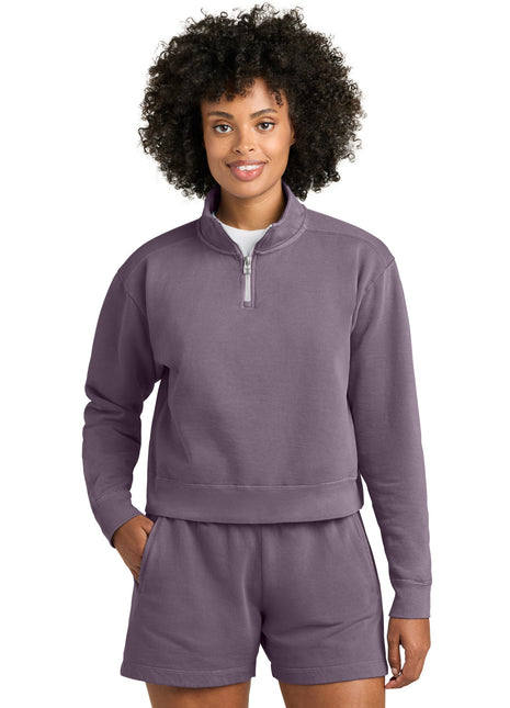 DISCONTINUED Comfort Colors® Women's Mid-Length 1/4-Zip Sweatshirt 1580L - Dusk | Comfort Colors