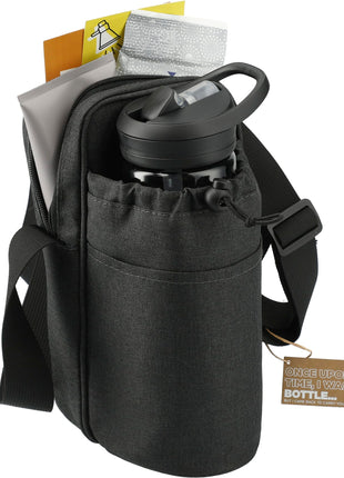 Traver RPET Adjustable Bottle Sling Cooler w/Pouch - Charcoal | PromoEO