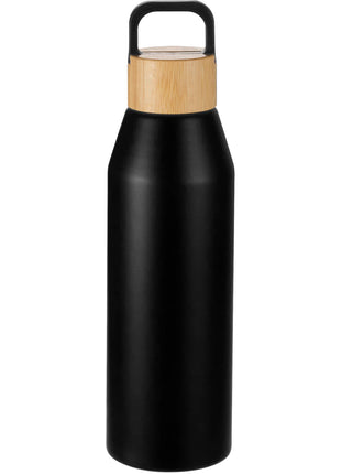 Aspen 24 oz Recycled Bottle w/ FSC® 100% Bamboo Li - Black | PromoEO