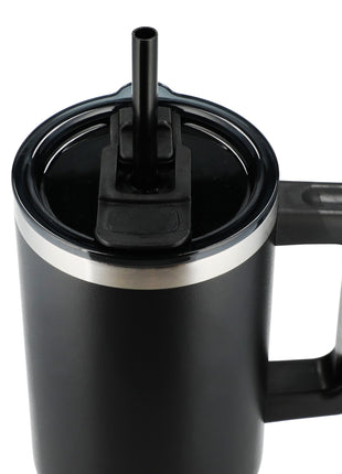 Pinnacle Recycled Travel Tumbler with Straw 40oz - Black | PromoEO