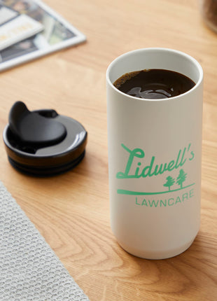 Seneca Tumbler 16oz w/ Ceramic Lid & Lining - White | PromoEO