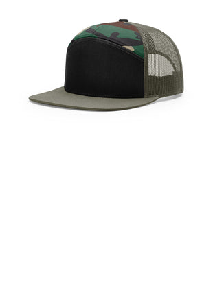 Richardson 7-Panel Trucker 168 - Black/ Green Camo/ Loden | Richardson