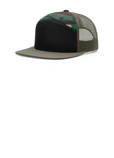 Richardson 7-Panel Trucker 168 - Black/ Green Camo/ Loden | Richardson