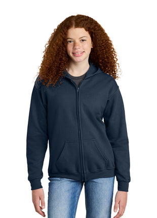 Gildan® Youth Heavy Blend™ Full-Zip Hooded Sweatshirt. 18600B - Navy | Gildan
