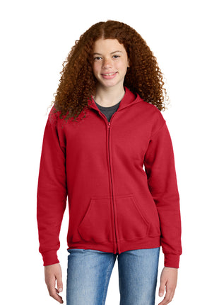 Gildan® Youth Heavy Blend™ Full-Zip Hooded Sweatshirt. 18600B - Red | Gildan