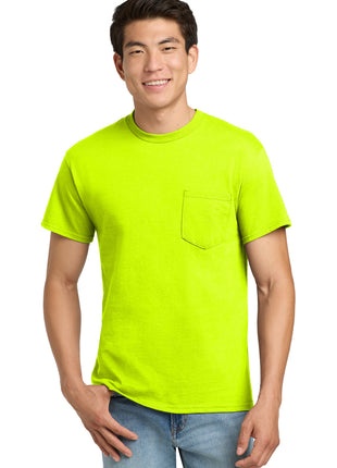 Gildan® - Ultra Cotton® 100% US Cotton T-Shirt with Pocket.  2300 - Safety Green | Gildan