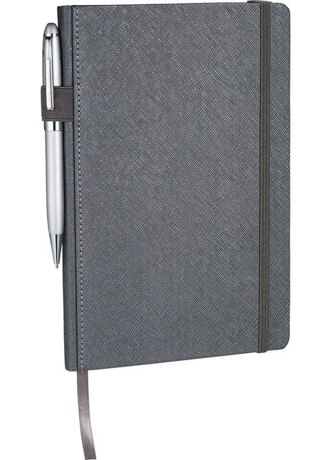 FSC® Mix 5.5" x 8.5" Modena Bound Journal - Gunmetal | PromoEO
