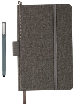 FSC® Mix 5.5" x 8.5" Heathered Hard Bound Journal - Gray | PromoEO