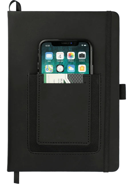 FSC® Mix 5.5x8.5 Vienna Phone Pocket Bound Journal - Black | PromoEO