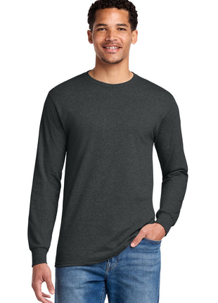 Jerzees® - Dri-Power® 50/50 Cotton/Poly Long Sleeve T-Shirt.  29LS - Black Heather | Jerzees
