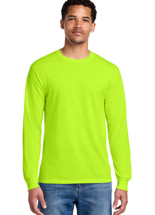 Jerzees® - Dri-Power® 50/50 Cotton/Poly Long Sleeve T-Shirt.  29LS - Safety Green | Jerzees