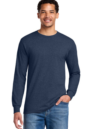 Jerzees® - Dri-Power® 50/50 Cotton/Poly Long Sleeve T-Shirt.  29LS - Vintage Heather Navy | Jerzees