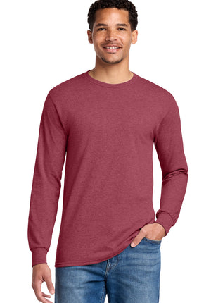 Jerzees® - Dri-Power® 50/50 Cotton/Poly Long Sleeve T-Shirt.  29LS - Vintage Heather Red | Jerzees