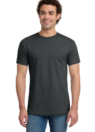 Jerzees® -  Dri-Power® 50/50 Cotton/Poly Pocket T-Shirt.  29MP - Black Heather | Jerzees