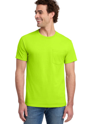 Jerzees® -  Dri-Power® 50/50 Cotton/Poly Pocket T-Shirt.  29MP - Safety Green | Jerzees