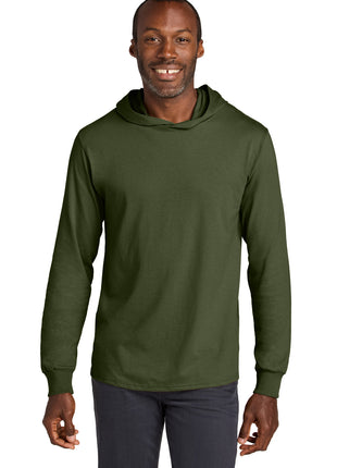 Jerzees Classics™ Unisex Cotton Long Sleeve Hooded T-Shirt 363LH - Military Green | Jerzees
