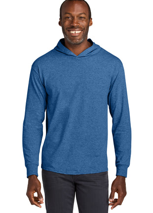 Jerzees Classics™ Unisex Cotton Long Sleeve Hooded T-Shirt 363LH - Retro Heather Royal | Jerzees