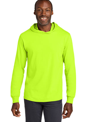 Jerzees Classics™ Unisex Cotton Long Sleeve Hooded T-Shirt 363LH - Safety Green | Jerzees