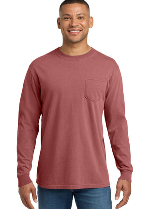 COMFORT COLORS ® Heavyweight Ring Spun Long Sleeve Pocket Tee. 4410 - Crimson | Comfort Colors