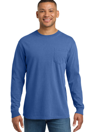COMFORT COLORS ® Heavyweight Ring Spun Long Sleeve Pocket Tee. 4410 - Flo Blue | Comfort Colors
