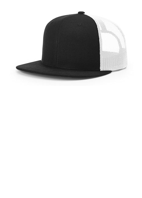 Richardson Acrylic-Wool Blend Flatbill Trucker 511 - Black/ White | Richardson