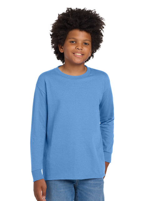 Gildan® Youth Heavy Cotton™ 100% Cotton Long Sleeve T-Shirt. 5400B - Carolina Blue | Gildan