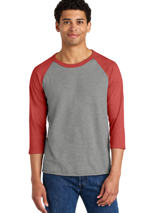 Jerzees® Unisex Premium Blend Combed Ring Spun 3/4-Sleeve Raglan 560R - Oxford/ Fiery Red Heather | Jerzees