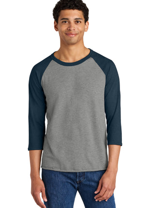 Jerzees® Unisex Premium Blend Combed Ring Spun 3/4-Sleeve Raglan 560R - Oxford/ Indigo Heather | Jerzees