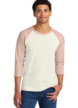 Jerzees® Unisex Premium Blend Combed Ring Spun 3/4-Sleeve Raglan 560R - Sweet Cream Heather/ Blush Pink | Jerzees