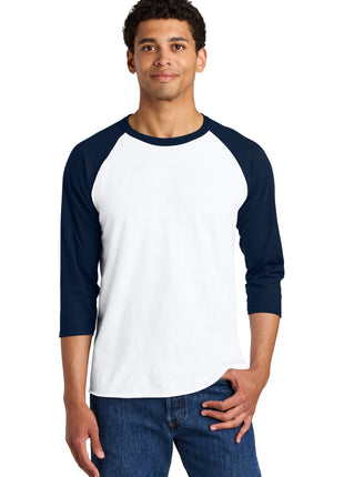 Jerzees® Unisex Premium Blend Combed Ring Spun 3/4-Sleeve Raglan 560R - White/ J. Navy | Jerzees