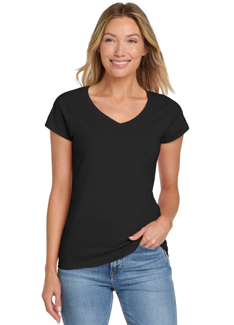 Gildan Softstyle® Women's Fit V-Neck T-Shirt. 64V00L - Black | Gildan