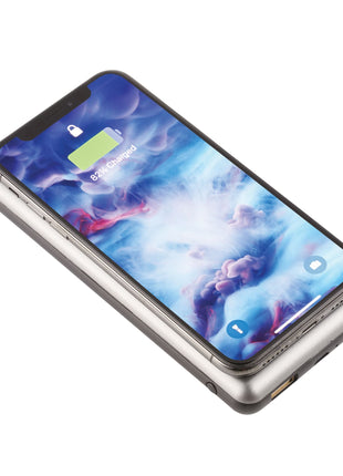 UL Listed Light Up Qi 10000 Wireless Power Bank - Gunmetal | PromoEO